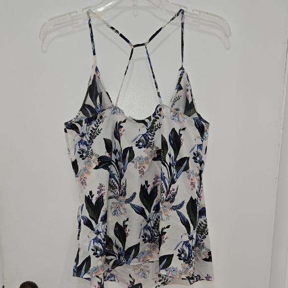 14th & Union Blue Romantic Floral Flutter Detail Wrap Camisole Top - Picture 7 of 7